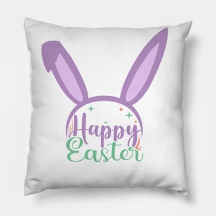 Happy Easter Colorful Ears Easter Bunny Pillow