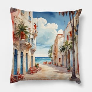 Isla Aguada Campeche Mexico Vintage Tourism Travel Retro Pillow