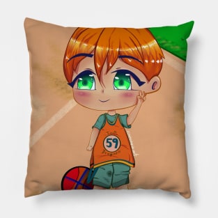 Cute Chibi Basketball Player Illustration Pillow