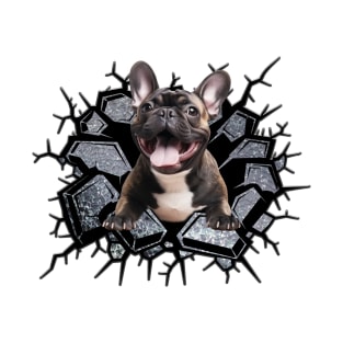 Funny French Bulldog Wall Crack Dog Lover T-Shirt