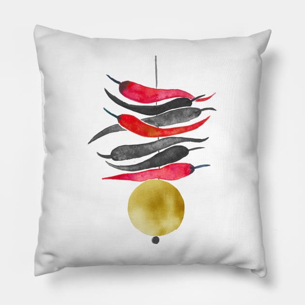 Red, black and gold lemon chili charm Pillow by Home Cyn Home 