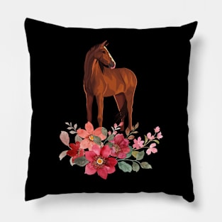 Horse and flowers Pillow