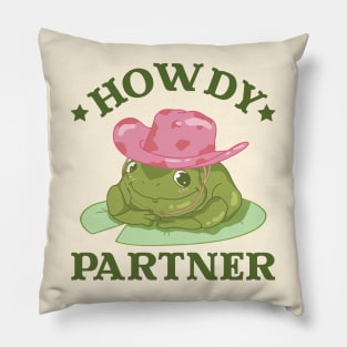 Cowboy Frog Howdy Partner Pillow