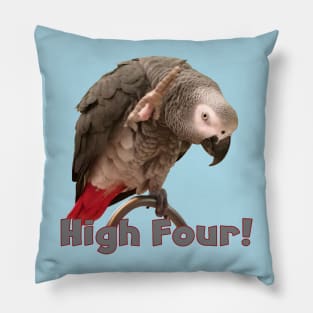 African Grey Parrot Waving High Four Pillow