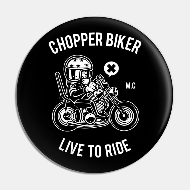 Chopper Biker Live To Ride Pin by Z1