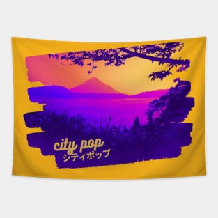 Japan Mountains Lake - Retro City Pop Vaporwave Vibes Tapestry