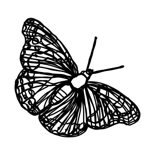 Butterfly line art black, no background by Carijn