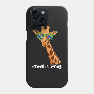 Hipster Giraffe Glasses Normal Is Boring Autism Awareness Phone Case