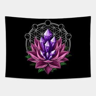 Zen Lotus Crystals Tapestry