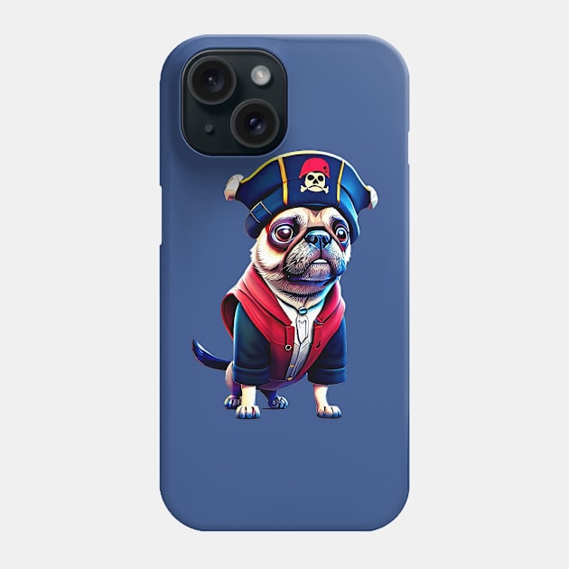 Cute Pug in Pirate Hat - Adorable Pug with Tiny Pirate Hat Costume Phone Case by fur-niche