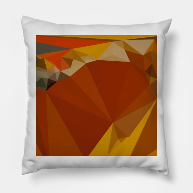 Paprika Orange Red Abstract Low Polygon Background Pillow by retrovectors