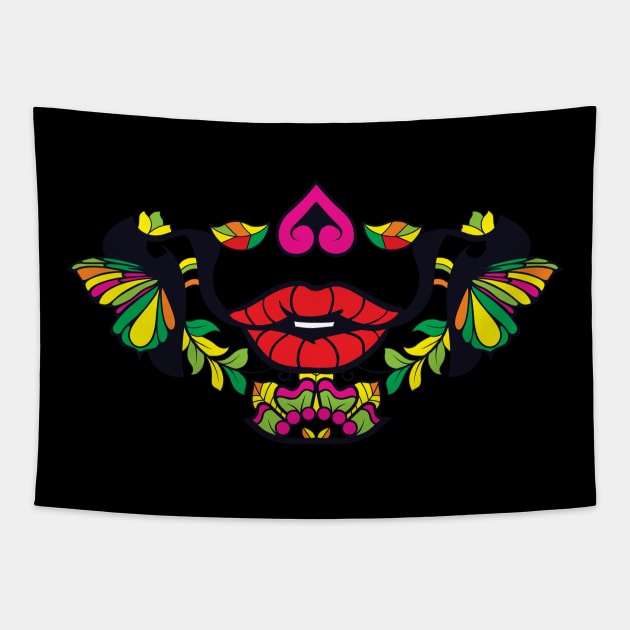 Dia De Los Muertos Sugar Skull Mask Emma Tapestry by aaallsmiles