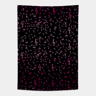 Pink Gradient Music Notes Tapestry