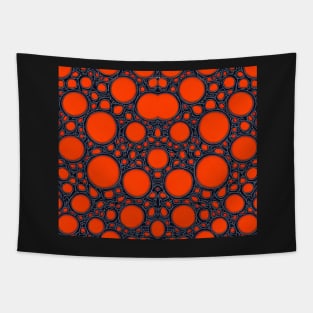 Bright Orange Aesthetic Fractal Bubbles Pattern Tapestry