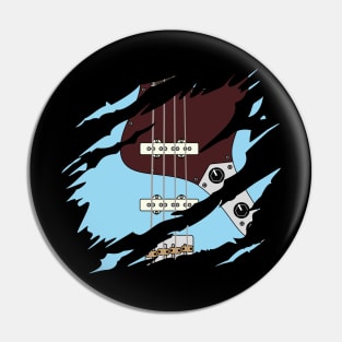 Ripped Bass Guitar J-Style Blue Color Pin