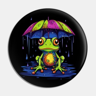 Frog Rainy Day With Umbrella Pin