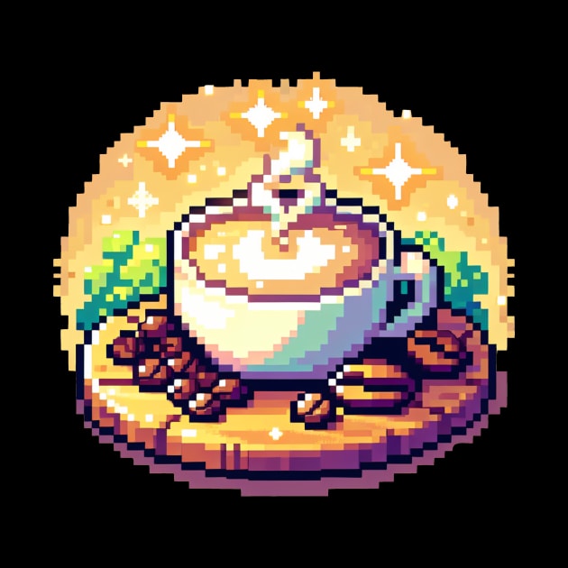 Coffee Art Vintage Pixel Retro Since Established by Flowering Away