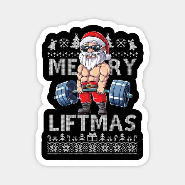 Merry Liftmas Christmas Xmas Fitmas Fitness Santa Holiday Gift, funny Gym Xmas Magnet by SloanCainm9cmi