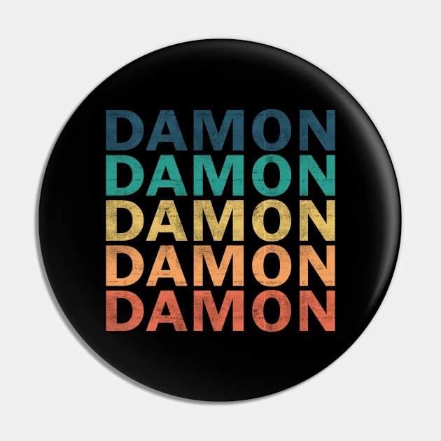 Damon Name T Shirt - Damon Vintage Retro Name Gift Item Tee Pin by henrietacharthadfield