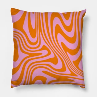 Orange Pink Bold Retro Swirl Abstract 70s Pillow