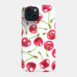 Watercolor cherries pattern Phone Case