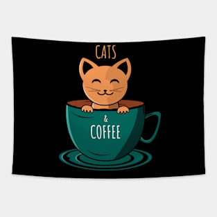 Coffee and Cats Tapestry