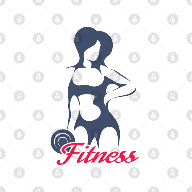 Fitness Emblem or Logo Design Athletic Woman Holding Weight by devaleta