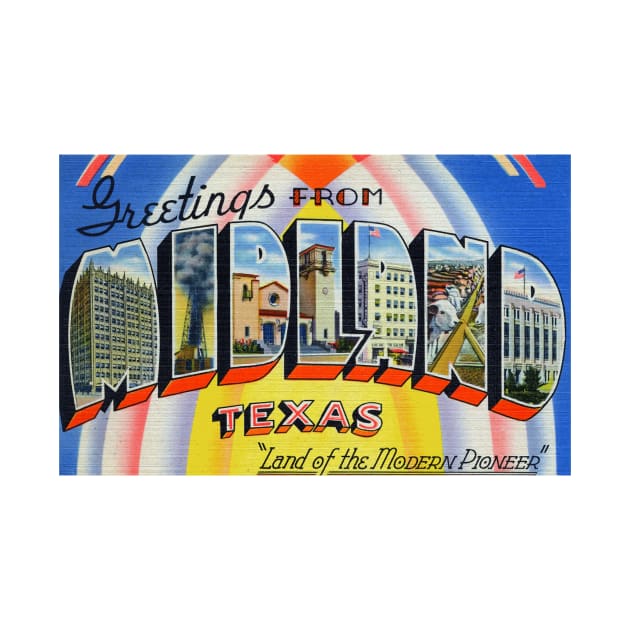 Greetings from Midland, Texas - Vintage Large Letter Postcard by Naves