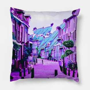 Netherlands Vaporwave Glitch Art Pillow