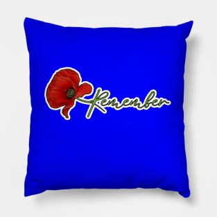 Red Poppy Flower with Memorial Text Stem Horizontal Pocket Version (MD23Mrl007) Pillow