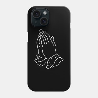 minimalistic line art praying hands in white (tattoo) Phone Case