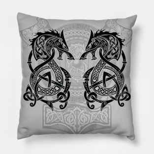 Fighting Fenrir Black Pillow