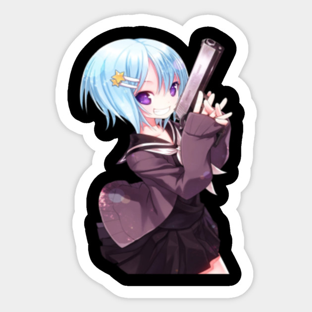 Anime Girl With Gun Cute T Shirt Anime Sticker Teepublic
