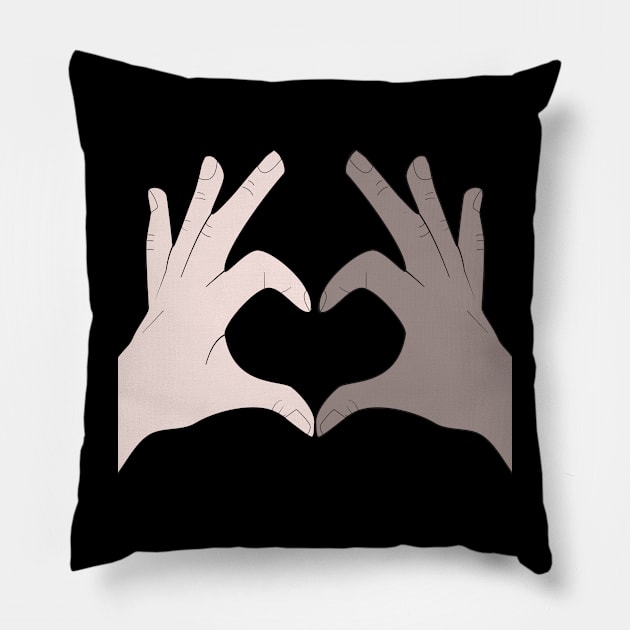 Hands Making Heart Shape Love Sign Language Valentine's Day Pillow by Okuadinya