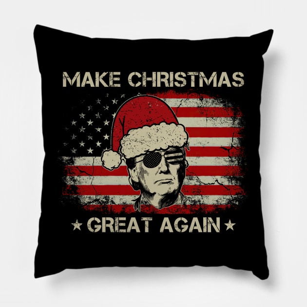 Funny Trump Make Christmas Great Again American Flag Pillow by petemphasis