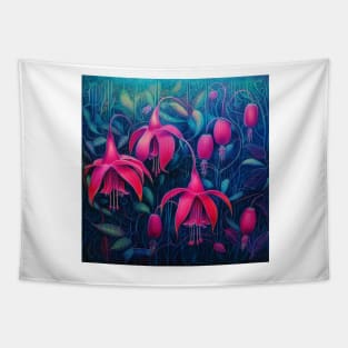 Folk Art Fuchsia Flowers Tapestry