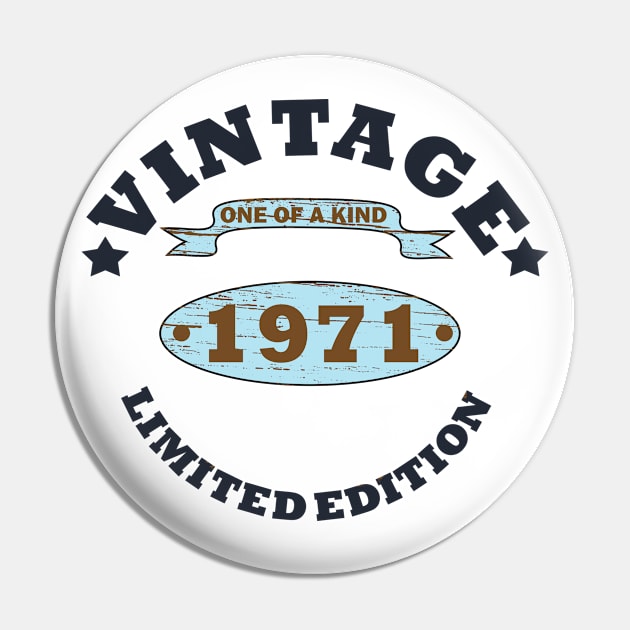 vintage 1971 birthday limited edition Pin by omitay