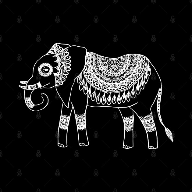 Boho Elephant Black and White by julieerindesigns