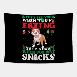 Christmas Dog Eating Snacks Tapestry