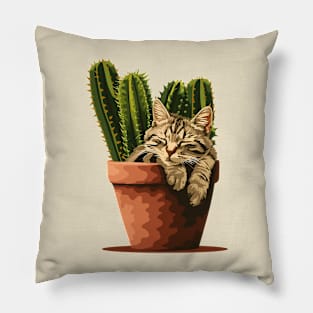 cactus and cat Pillow