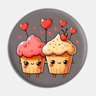 Valentines day kawaii cupcakes in love Pin