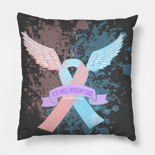 Miscarriage Ribbon - "It Is Well With My Soul" Pillow by SteveW50