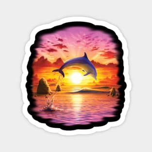 Dolphin dancing in sunset Magnet