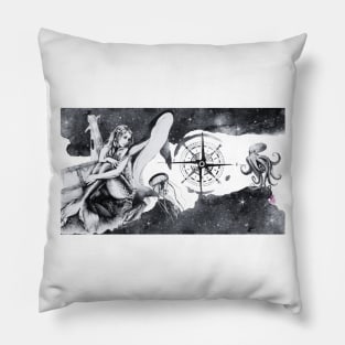 Mermaid and the ocean sky Pillow