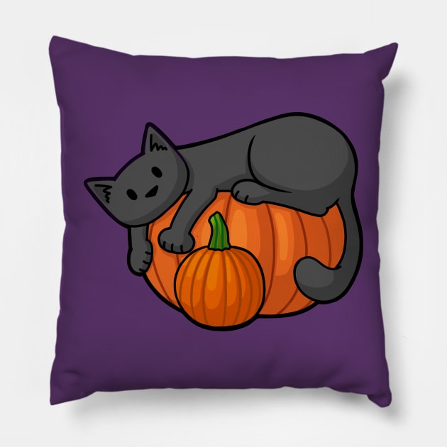 Pumpkin Cat Pillow by Doodlecats 