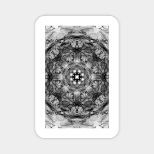 black and white flower pattern one Magnet