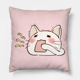 I draw lucky star white cat yawning Pillow