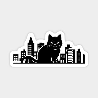 Cat Cityscape Furry Cute Vector Graphic Magnet