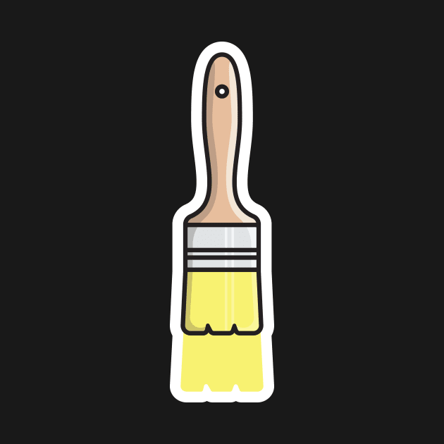 Paint Brush Sticker design vector illustration. Painting working tool equipment icon concept. Paint Brush sticker vector design with shadow. by AlviStudio