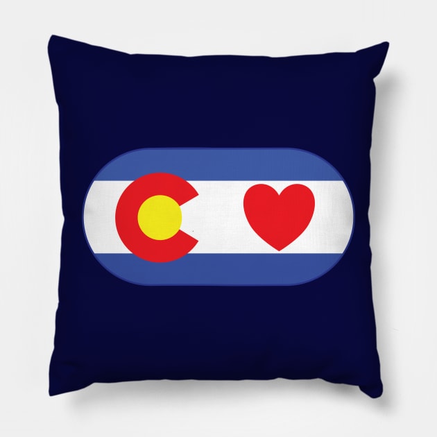 Colorado flag with heart design Pillow by NikkiPhotographyArt